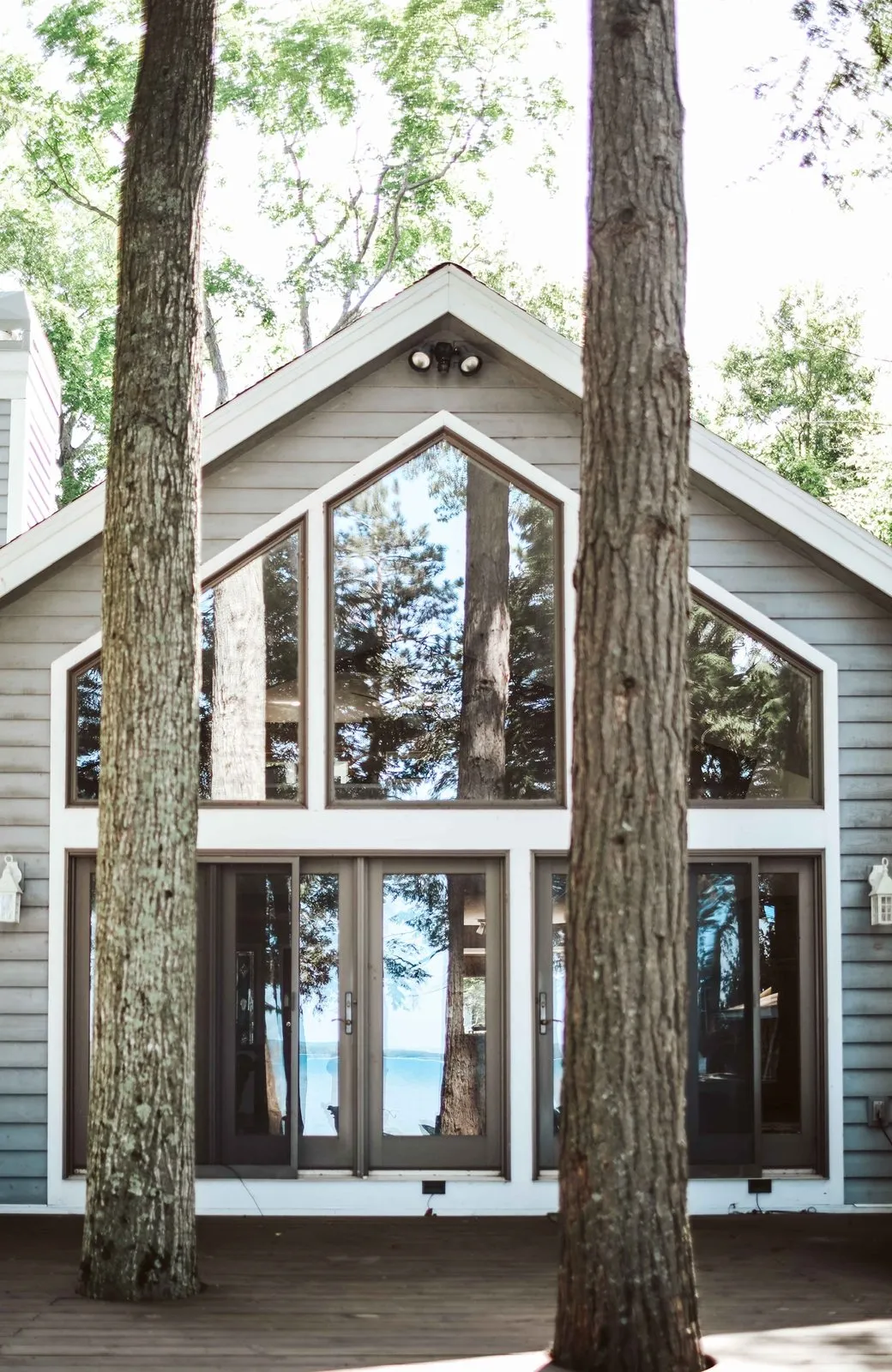A-frame window wall facing the water