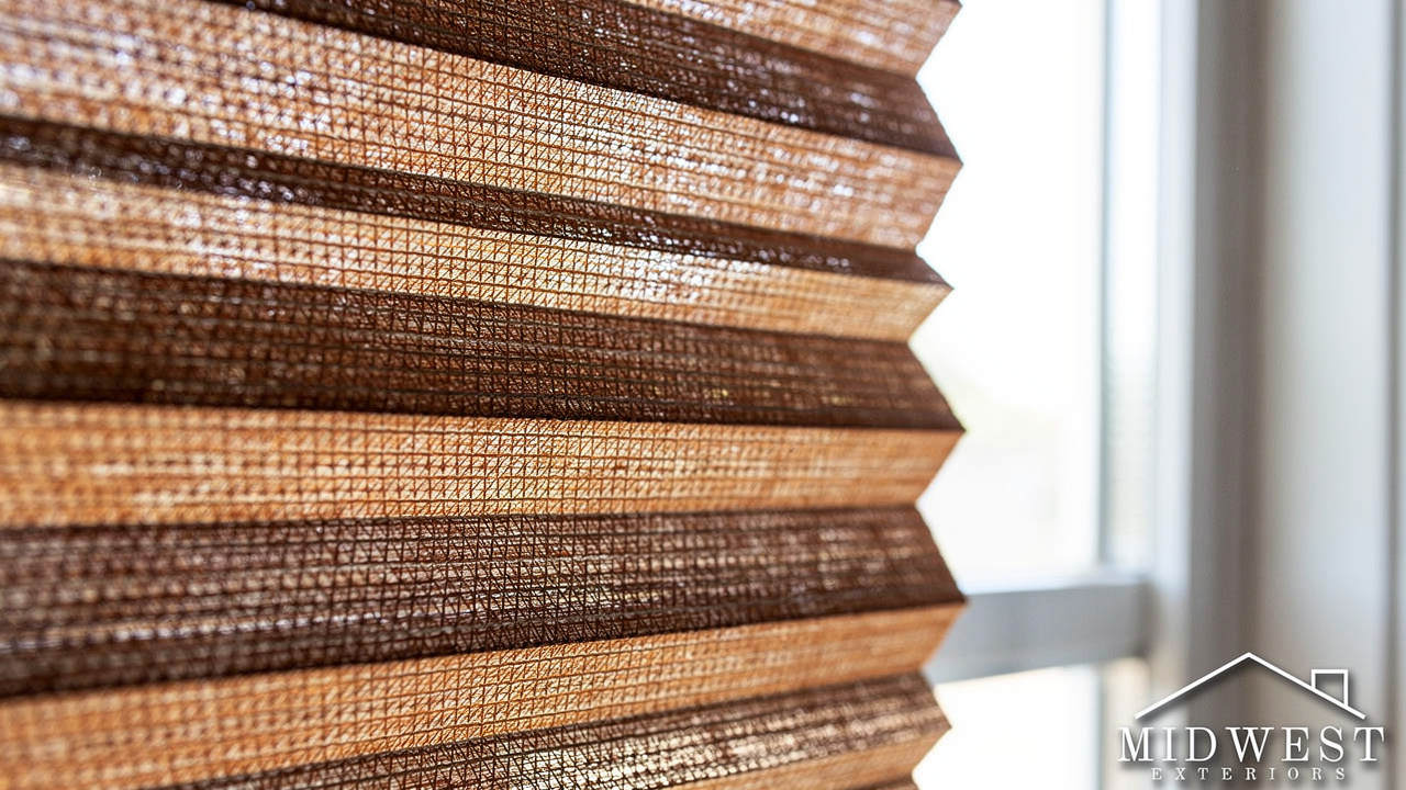 Cellular shades showing honeycomb air-pocket structure detail